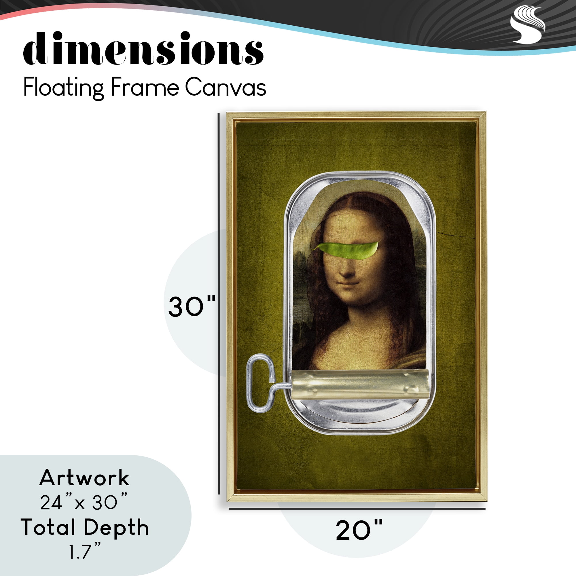 Canned Mona Lisa Gold Framed Floater Canvas Wall Art, design by Elo Marc