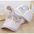 thumbnail image 6 of YooGuoGuo Women Lace Baseball Cap Bling Rhinestone Pearl Floral Summer Breathable Mesh Sun Hat Adjustable Outdoor, 6 of 7