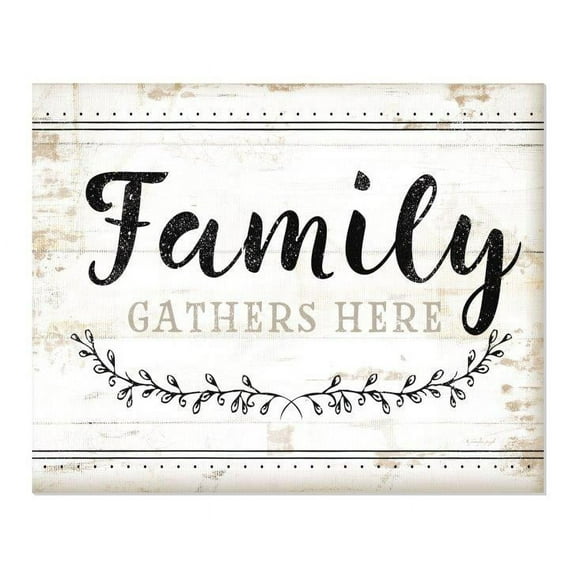 Family Gathers Here Farmhouse Wood Wall Sign 12x15