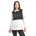 thumbnail image 1 of Blusa con chaleco de perlas Roman Fashion /Juvenil, 5102 (Blanco / Negro) negro M, 1 of 5