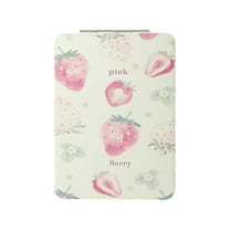 Unique Bargains 1 Pc Women Medium Rectangular Shape Handheld Mirror for Travel Pink Glass