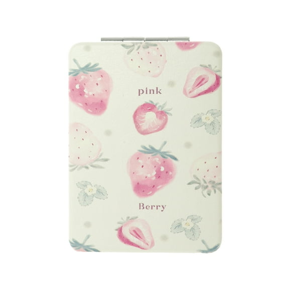 Unique Bargains 1 Pc Espejo de Mano Rectangular Mediano para Mujeres de Viaje Rosa de Vidrio