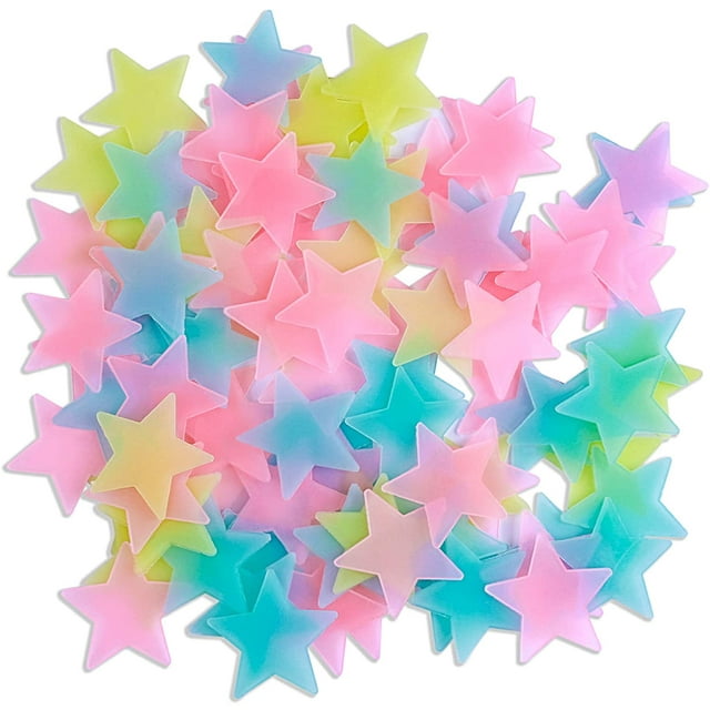 100 piezas de plástico fluorescente noctilucente que brillan en la oscuridad, estrellas luminosas