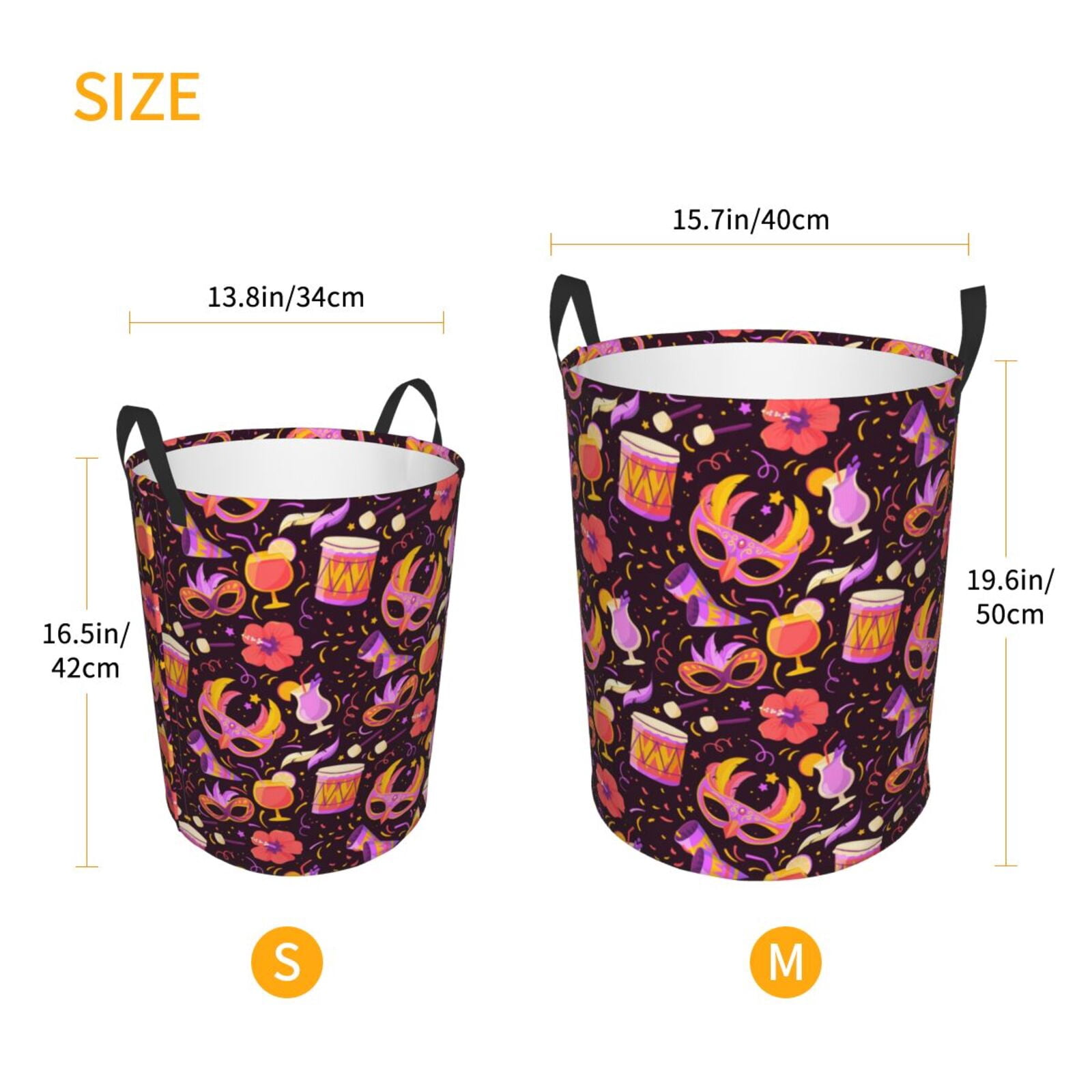 Large Laundry Basket with Handles - Festive Carnival Party Elements Kids Baby Dirty Clothes Laundry Hamper for Bedroom Aesthetic