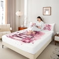 thumbnail image 4 of Castle Fairy Watercolor Pink Fashion Full Size Sheets,Chic Floral Flower Rose Bed Sheets, 4 of 7