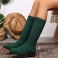 thumbnail image 4 of Women's Knee High Boots Stretch Square Toe Chunky Block Heel Long Boots for Women Comfortable Breathable Womens Boots, 4 of 8