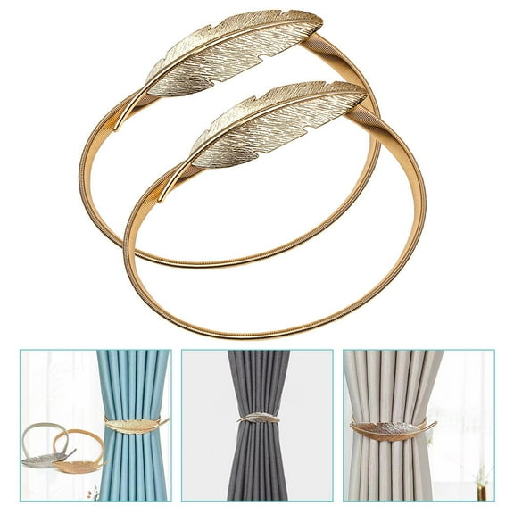 WHAMVOX  2 Pcs Curtain Tie Backs for Sheer Curtains Thin Belt Tiebacks Ties Golden