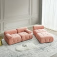 thumbnail image 2 of 3-Seater L Shaped Modular Sectional Sofa Couch, Upholstered Button Tufted DIY Combination Sofa with Reversible Ottoman, 250lbs/Seat Load Pink, 2 of 9