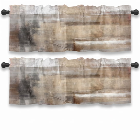 2 Pack Valances for Windows ,Brown Abstract Modern Art Blackout Drapes – 2 Pack Valances Window Treatments, Adjustable Curtain Valances for Windows, Living Room, Kitchen, Over Sink