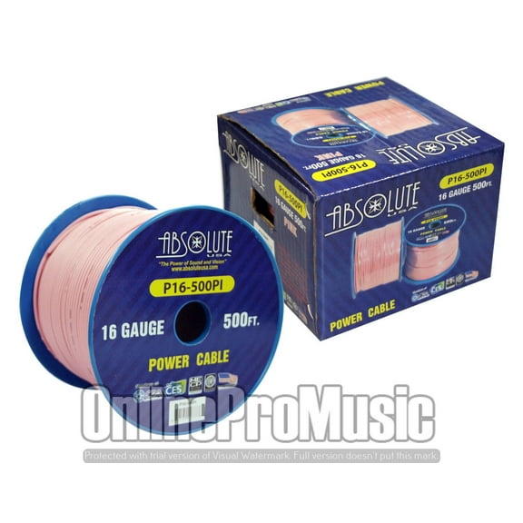 Absolute USA P16-500PI 16 Gauge 500-Feet Spool Primary Power Wire Cable (Pink)