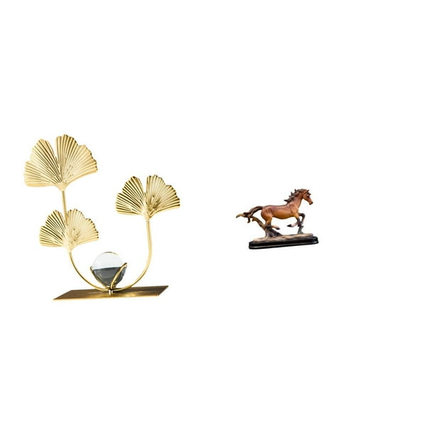 Estatua de figura,Estatuas de hojas y flores de metal,esculturas decorativas,Figuras decorativas para el hogar,para estante,mesa o vitrina.,Figura de caballo,Figura coleccionable de caballo en