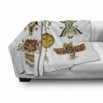thumbnail image 3 of Ethnic Soft Flannel Fleece Throw Blanket, Tribes Animal Totems Cultures Sketch Artwork, Cozy Plush for Indoor and Outdoor Use, 70" x 90", Pale Coffee Amber White, by Ambesonne, 3 of 6