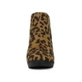 thumbnail image 2 of BLISSFUL STEP Women's Round Toe Block Heels Chelsea Ankle Boots Leopard 9.5, 2 of 8