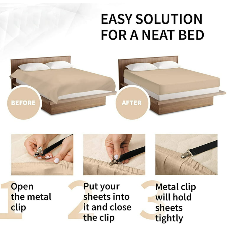 Bed Sheet Straps Set 8 Pcs - Black Sheet Holders For Corners