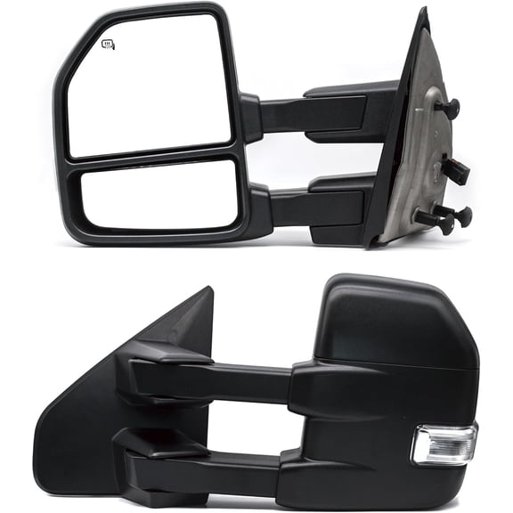WLLW Towing Mirrors for Ford F150 Pickup Truck 2004-2014 Power Heated Turn Signal Light Puddle Light Tow Mirrors Black Housing