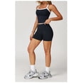 thumbnail image 3 of AEXTO Two Piece Color Block Womens Workout Sets Cross Back Tank Top Matching High Waist Leggings Shorts Sets Gym Outfits Activewear, 3 of 5
