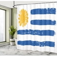thumbnail image 4 of Ambesonne Uruguay Shower Curtain, Brush Painting Stroke Flag, 69"Wx84"L, Cobalt Blue Earth Yellow, 4 of 4