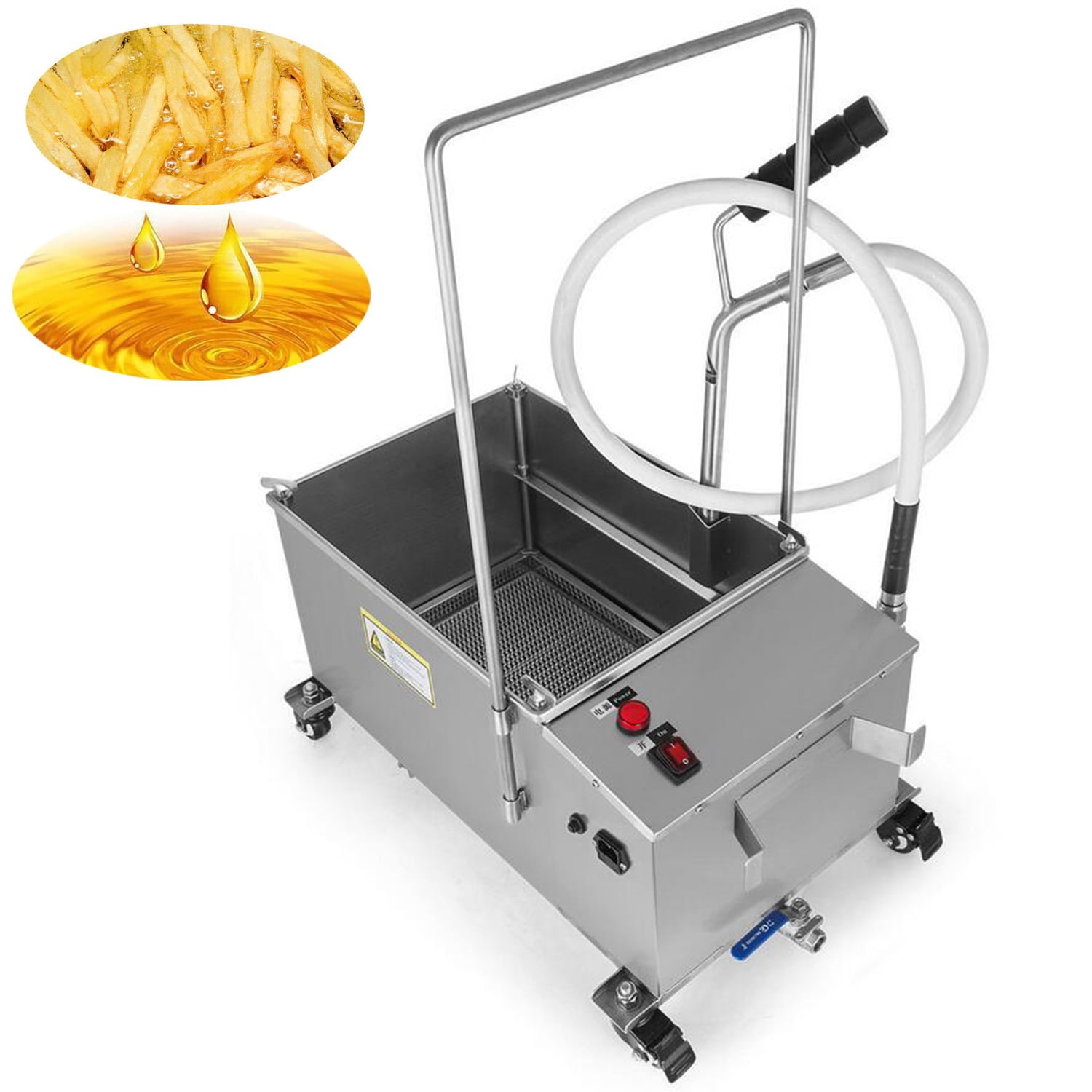 40L Fryer Oil Filter Machine Mobile Commercial Oil Filter System Kitchen 