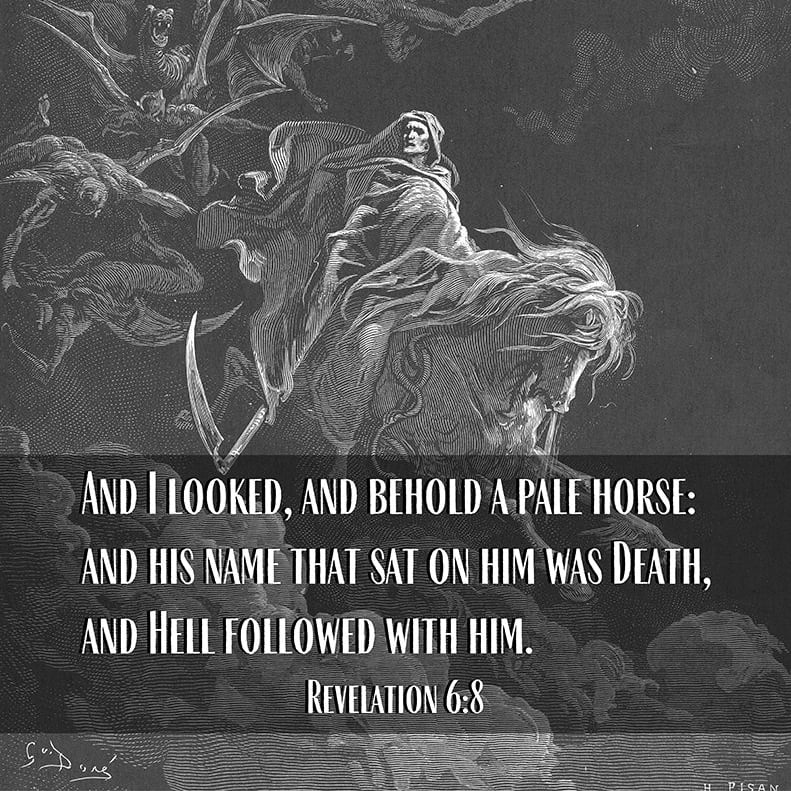 Bible Verse Quote Revelation 68, Gustave Dore Death on a Pale Horse