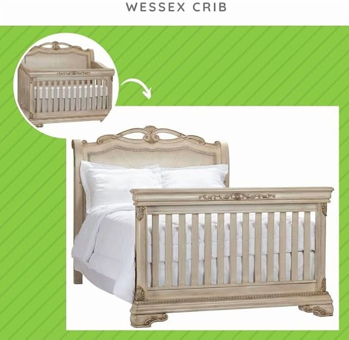 Full-Size Conversion Kit Bed Rails for Evolur Cribs (Pebble White Stone)