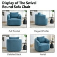 thumbnail image 5 of Newest 360° Swivel Round Upholstered Comfy Chair With One Soft Pillow, Teddy Fleece High-Resilience Sponge Single Sofa, No Assembly for Living Room, Bedroom, Apartment, Blue, 5 of 9