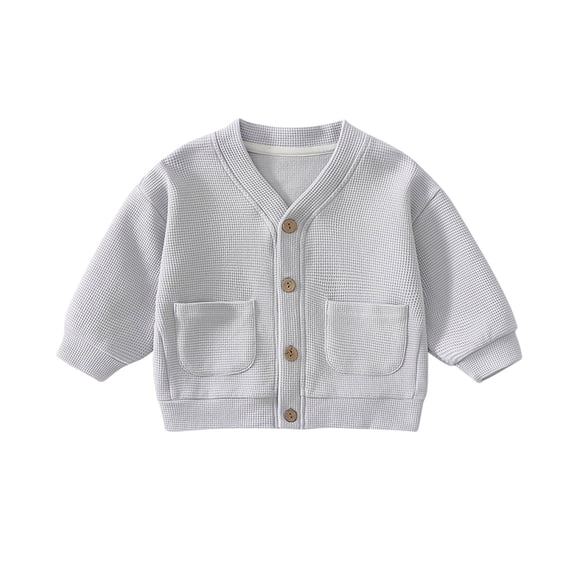 Hxshgdsn Childrens Knit Cardigan Sweater With Pocket Oversized Button Down Jacket Winter Trendy Tops Light Blue 6-9 Months