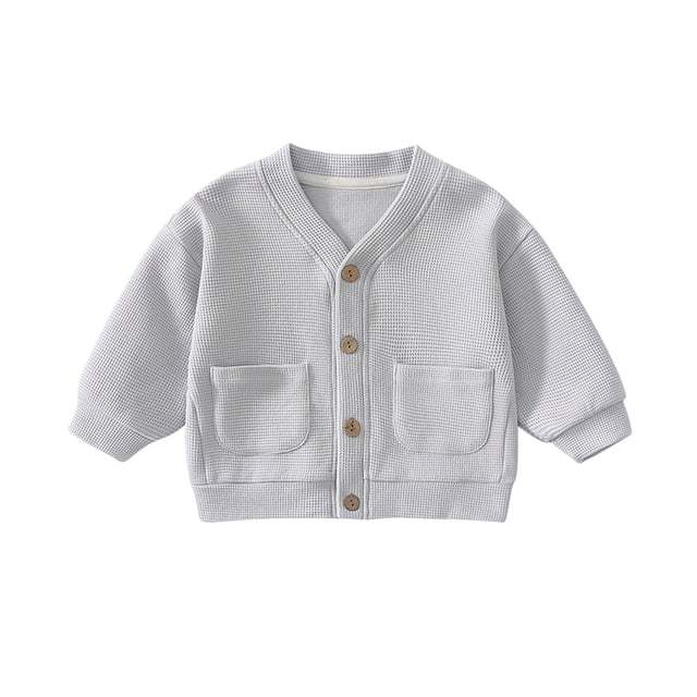 Suéter de punto de manga larga sin capucha, informal, para niños, de color liso, con cuello redondo, manga larga, holgado, con capucha, conjunto de poliéster para niños