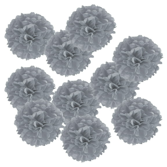 Uxcell 8" Tissue Pom Poms Paper Flowers Ball Wedding Party Decoration, Grey 10 Pack