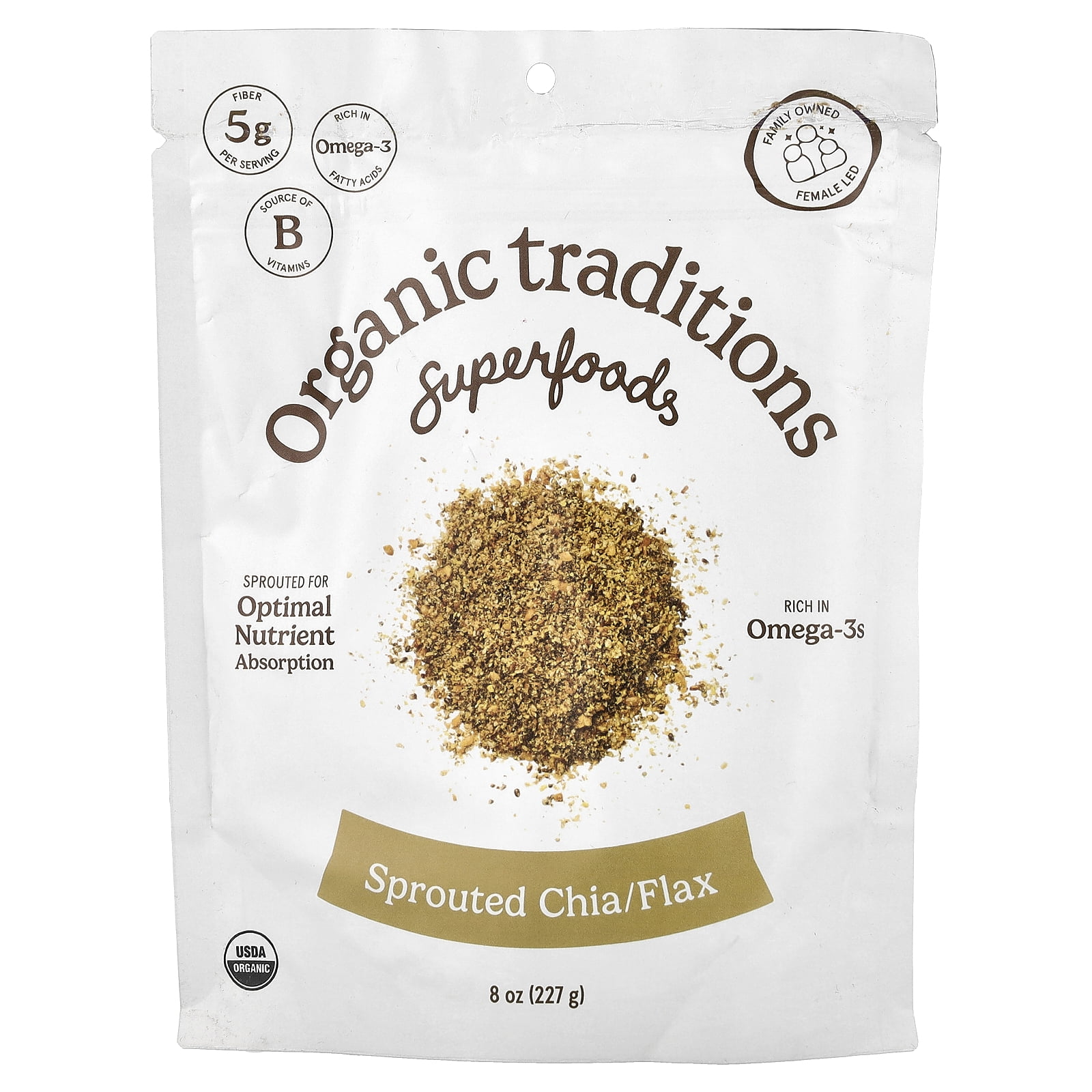 Organic Traditions - Sprouted Chia and Flax Seed Powder - 8 oz.