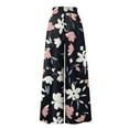 thumbnail image 4 of YDKZYMD Women's Lounge Pants Wide Leg Ruffle Elastic Boho Drawstring Pants Palazzo Floral Plus Size with Pocket Petite Loose Trousers Summer Beach Casual Comfy Pants Black 2XL, 4 of 4