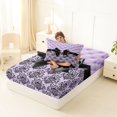 thumbnail image 4 of Manfei Black Princess Bowtie Twin Fitted Sheet,Western Damask Victorian Floral Bedding,2-Piece,1 Fitted Sheet and 1 Pillowcase, 4 of 6