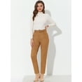 thumbnail image 3 of Pantalones de gamuza sintética Allegra K para mujer con cinturón y piernas rectas marrón XS, 3 of 5