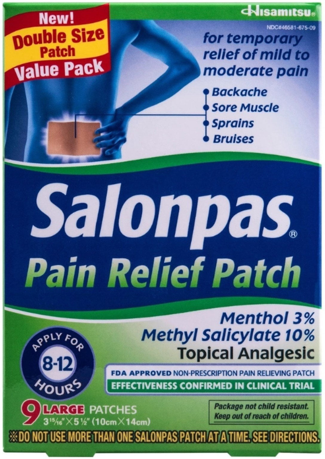 Salonpas Pain Relief Patch Large, 9 ea