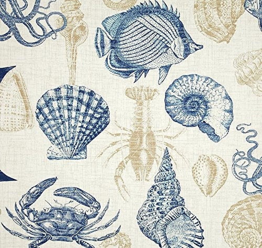 RSH Decor: 4 Lumbar Support Pillows | All-Weather Spun Fabric | Blue Tan Crab