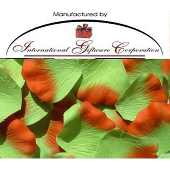 Lime Green / Orange - Two Tone - 100 Silk Rose Petals Wedding Favors - Solid Colors - Wedding Reception and Party Supplies