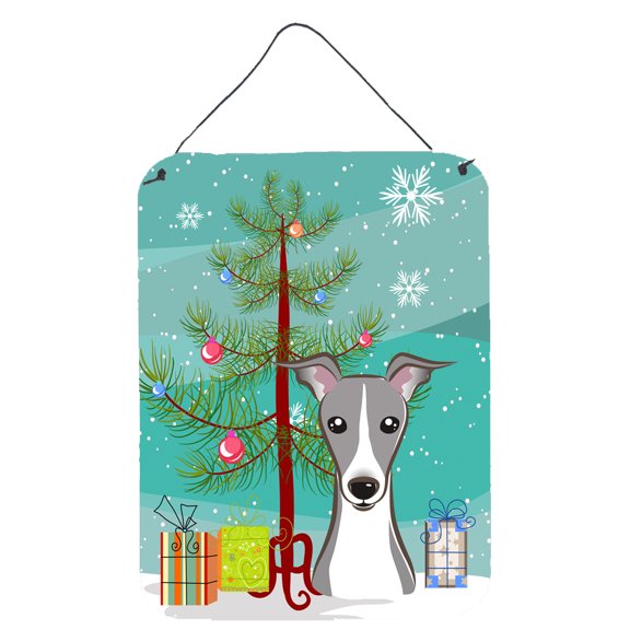 Caroline's Treasures BB1608DS1216 Christmas Tree and Italian Greyhound Wall or Door Hanging Prints, 12x16, multicolor