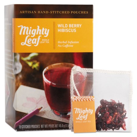 1Pack Mighty Leaf Tea Whole Leaf Tea Pouches  Wild Berry Hibiscus  15/Box (510144)