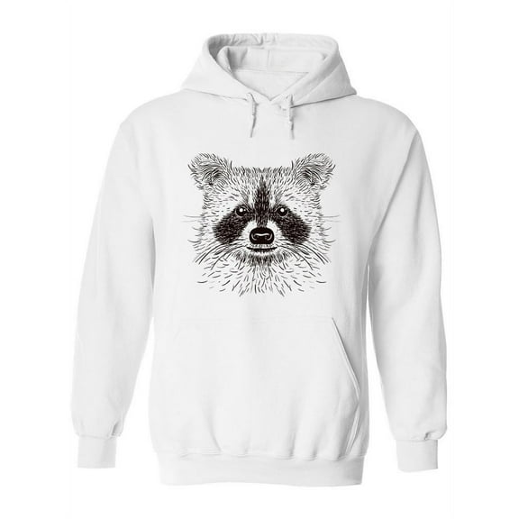 Raccoon Head Pencil Drawing Hoodie Women -Image by Shutterstock, Female x-Large