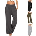 thumbnail image 5 of Sunloudy Pantalones casuales de pierna ancha para mujer, pantalones sueltos de longitud completa de cintura media de color sólido con bolsillo para damas, S / M / L / XL / XXL Sunloudy  moda, 5 of 5
