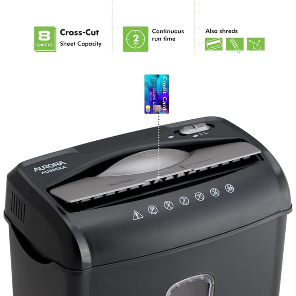 AU895XA 8-Sheet Professional Cross-Cut Paper and Credit Card Shredder