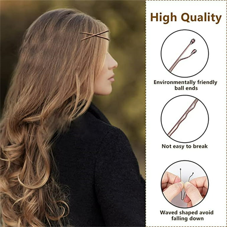 Hair Accessories For Women 200 Pcs Bobby Pins With Storage Box Black & Brown  Blonde Bobby Pins For Wedding Hairstyles, Girls Kids Hair (Brown) 