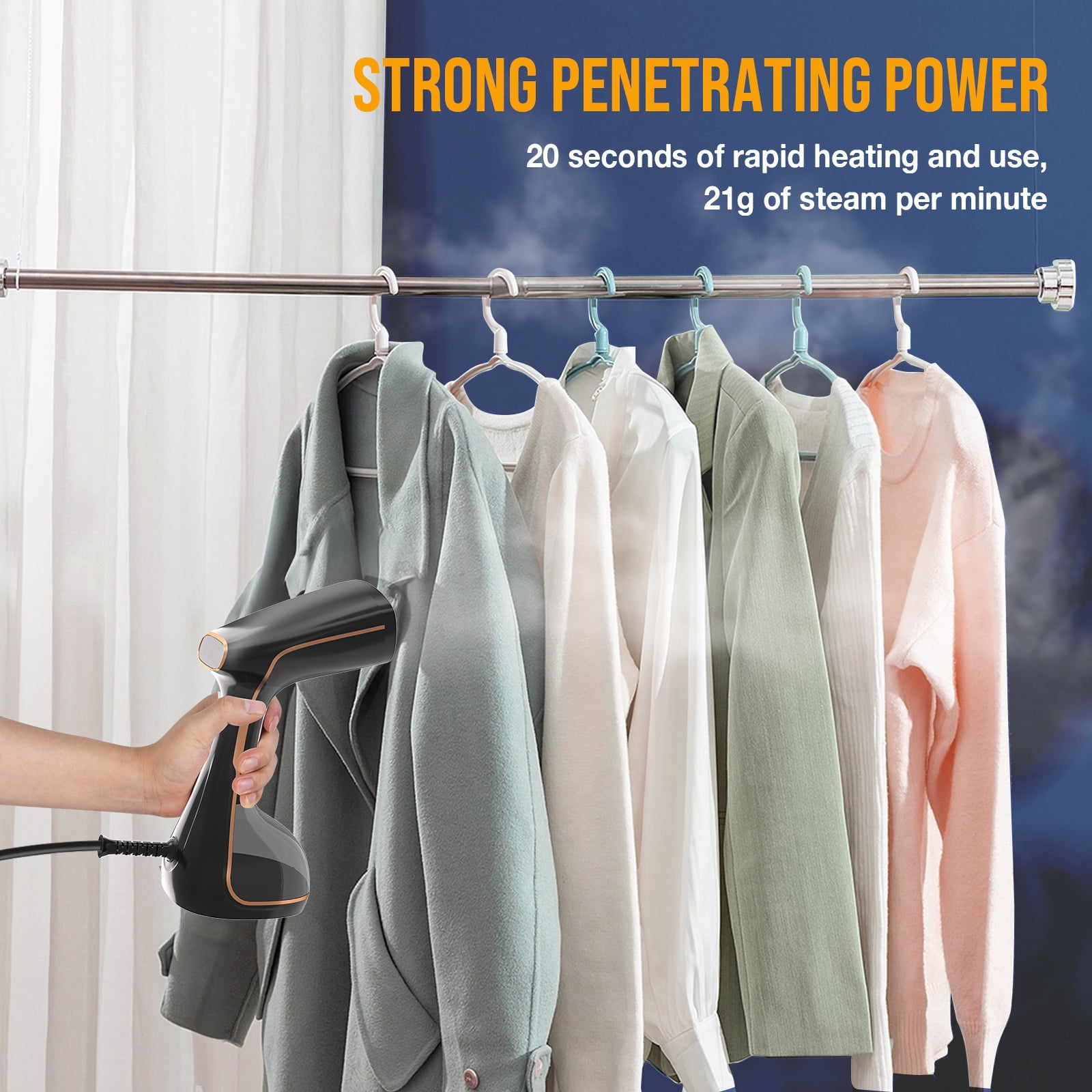Steamer for Clothes 1200W, SEANEL Portable Clothes Steamer for Home, Travel, 320ml Water Tank