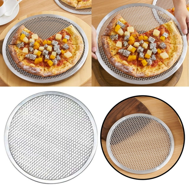 Aluminum Pizza Grill Mesh Baking Pan 16in Baking Tools Pizza Baking Pan Thickened Aluminum Pizza Baking Mesh Pan Baking Tool Kitchen Stuff for Home And Air Frying Coating Baking Sheet Tray Baking Rack