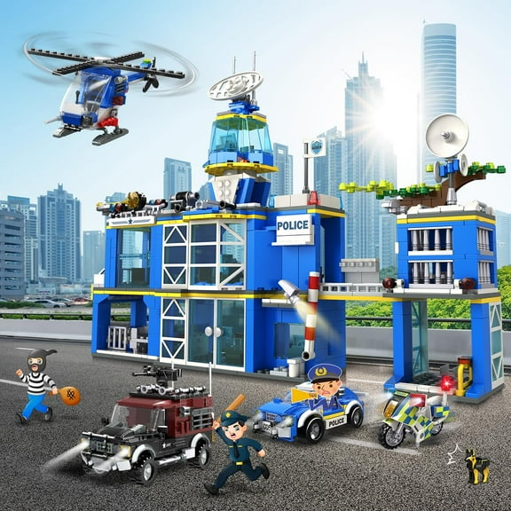 City Station Building Set 1260 PCS Police Building Blocks STEM Toy
