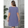 thumbnail image 6 of SHOWMALL Women's Plus Summer Dresses Short Sleeves Casual Midi Dress with Pockets 4X Purple Gray, 6 of 7