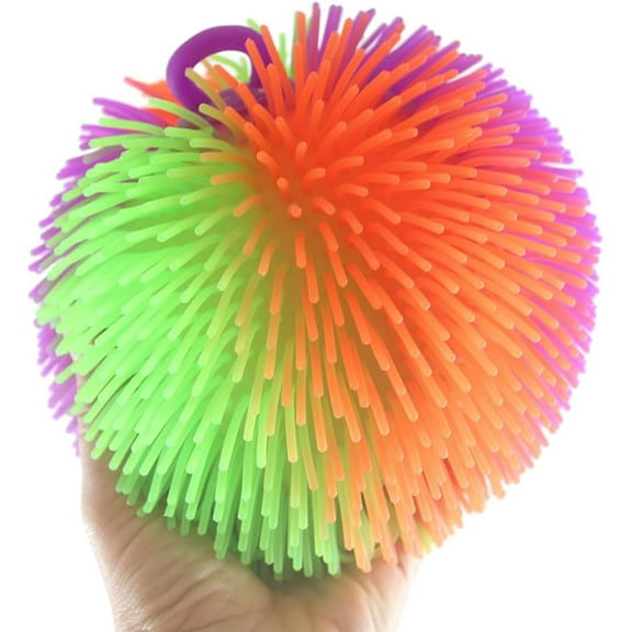 1 RANDOM Rainbow Multi-Color Jumbo 7" Puffer Ball - Sensory Therapy Fidget Stress Balls - OT Autism SPD