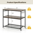 thumbnail image 3 of Gymax Kitchen Island 3-Tier Prep Table with Wine Glass Holders Large Worktop, 3 of 10