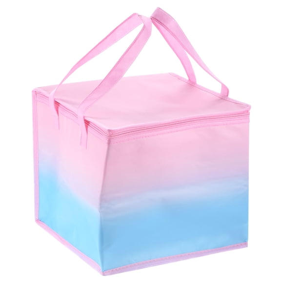Unique Bargains Insulated Grocery Bag Food Delivery Tote Food Container 30cmx30cmx27cm Pink Blue