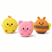 GokyZoe 3-Pack Plush Squeaky Dog Balls with TPR Cores, Animal Fetch Toys for Small Dogs