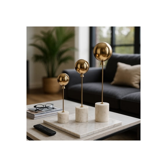 Eccentric Balloon Sculptures - Decorative Accents for Home, Living Room Decor, and Office Spaces - Stylish Modern Ornaments for Shelf Display, Coffee Table, or Mantel Decoration Set of 3 - 18", Gold